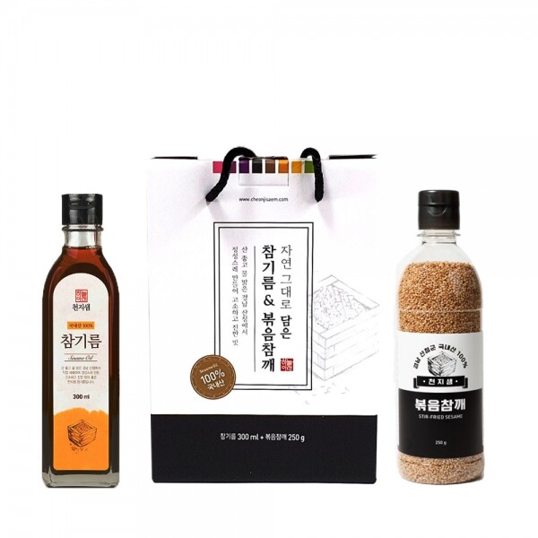 산엔청쇼핑몰,[2025 설기획전] 참기름 300ml + 볶음참깨250g 선물세트 _ 천지샘